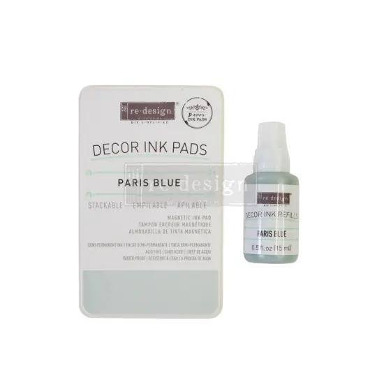 Decor Ink Pad - Paris Blue - 1 magnetic case + dry ink pad + 10ml ink bottle ink {1}