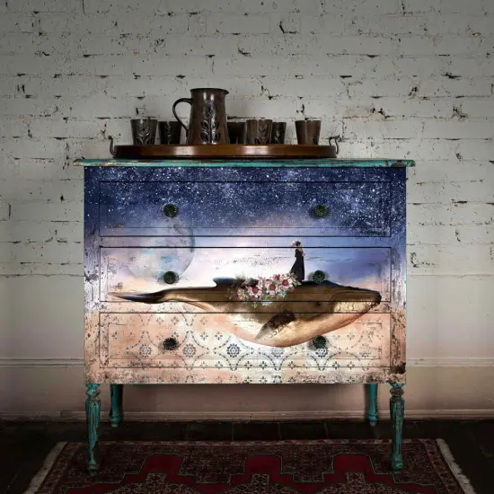 A1 Decoupage Fiber - Whale In Cosmos - 1 sheet, A1 size {4}