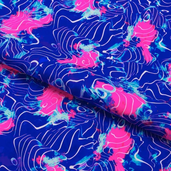 Paintball Waves Printed Spandex Fabric Multicolor {1}