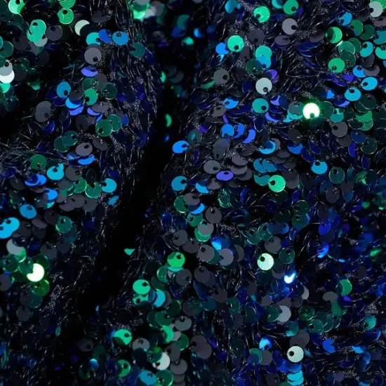 1 Yard Stretch Velvet Sequin Fabric 2 Way Polyester Spandex 36" x 60" Length by Width Black/Blue/G {5}