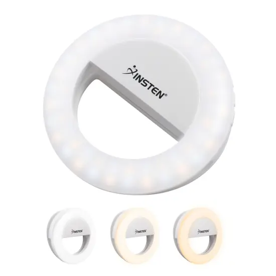 Insten Video Conference Lighting Kit For Cell Phone Laptop, LED Ring Lights Clip on, 3 Lighting Modes 4 Brightness, White {4}