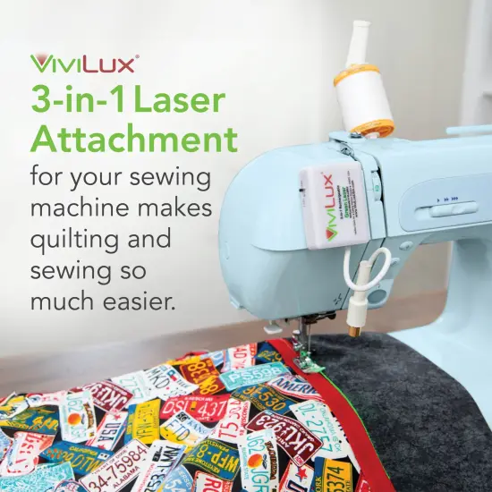 ViviLux 3-in-1 Rechargeable Green Laser System for Sewing & Quilting &ndash; Adjustable Line, Crosshair, and Dot Laser Heads, Hook and Loop Tape Mount {2}