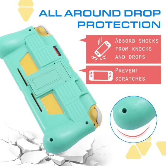 Protective Case for Nintendo Switch Lite 2019, Hard Grip Cover with 2 Game Card Slots Holder, Built in Stand, Shock-Absorption & Anti-Scratch Design, Turquoise Green by Insten {6}