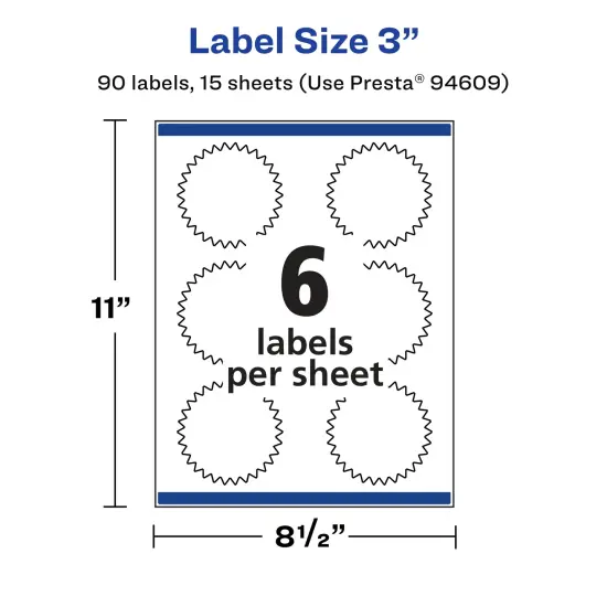 Avery Matte White Removable Starburst Labels with Sure Feed Technology, Print-to-the-Edge, 3" {5}