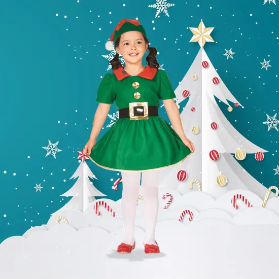 Northlight Girl's Elf Christmas Costume - 4-6 Years Green {1}