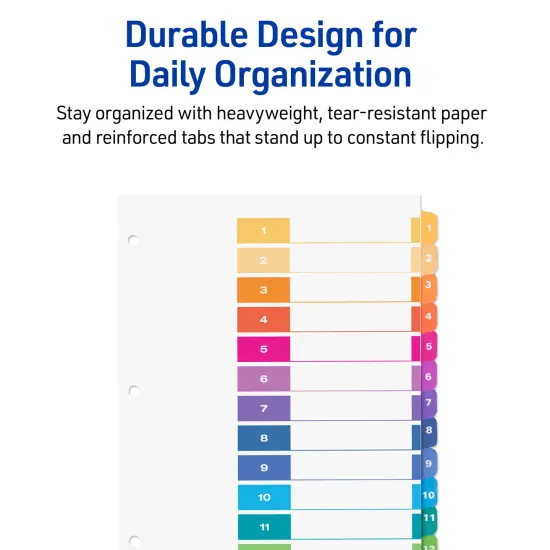 Avery Dividers for 3 Ring Binders, 12 Tabs per Set, Customizable Table of Contents, Multicolor Tabs (3 Sets of 11073) {5}