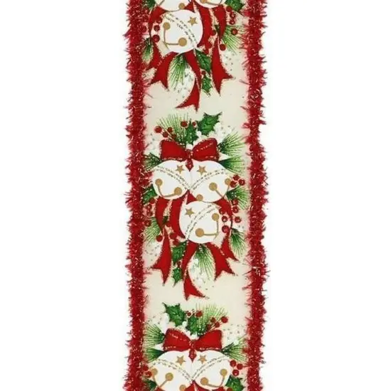 2.5" Jingle Bell Holly Drift Ribbon: Ivory (10 Yards) {2}