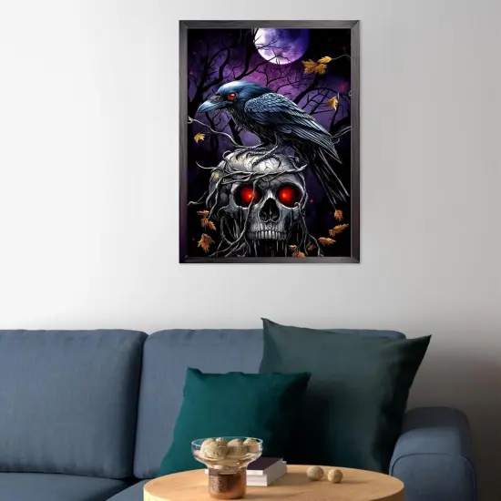 Crow Skull Diamond Painting Dots 5D Full Drill DIY Raven Gem Art - 12x16in {2}