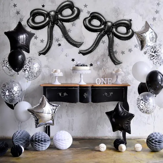 4 Pcs Bow Birthday Decorations Black Bow Balloons Bow Party {3}