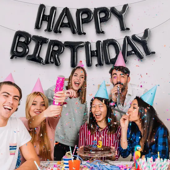 Black Mylar Capital Foil Birthday Balloons {5}