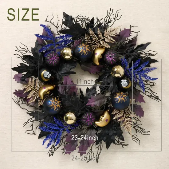 24 Inch Light Up Black Halloween Wreaths {5}