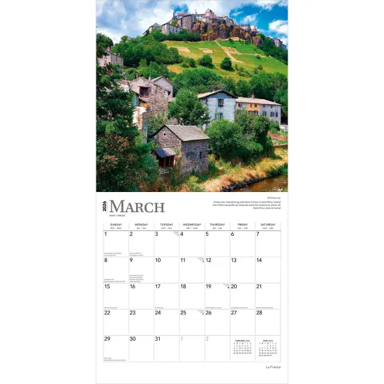 France | 2026 12 x 24 Inch (Hanging) Monthly Square Wall Calendar | Foil Stamped Cover | English/French Bilingual | Plastic-Free {3}