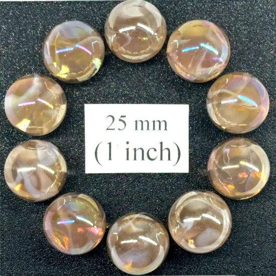 JELLYFISH Pink/Peach Fairy Glass Marbles 25mm (1 inch) SHOOTER Taw Lot {4}