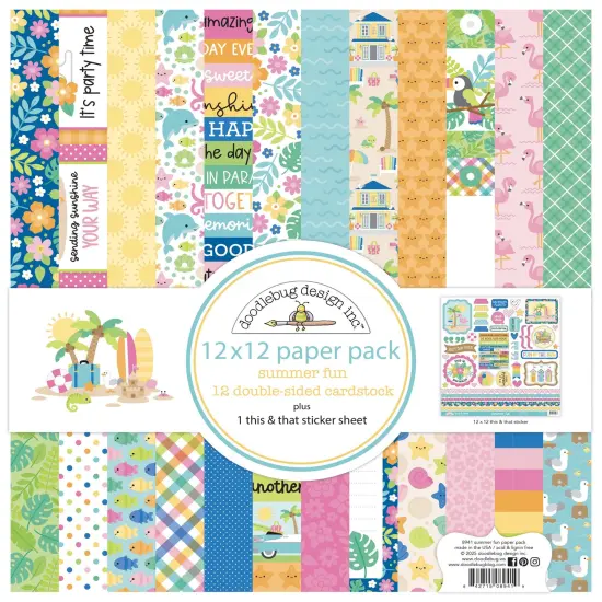 Doodlebug Double-Sided Paper Pack 12"X12" 12/Pkg-Summer Fun {1}