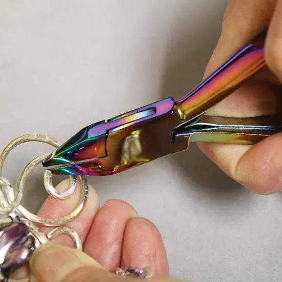 The Beadsmith Chroma Series Flush Cutter, 5.25 inches with hardened stainless-steel head, rainbow titanium coating, contoured comfort grip handle and double-leaf spring, tool for jewelry making {6}