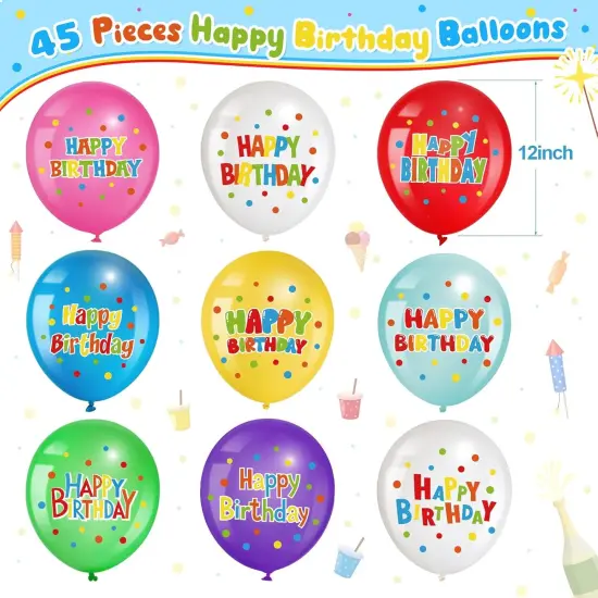 45 Pcs Happy Birthday Latex Balloons 12 Inch {2}