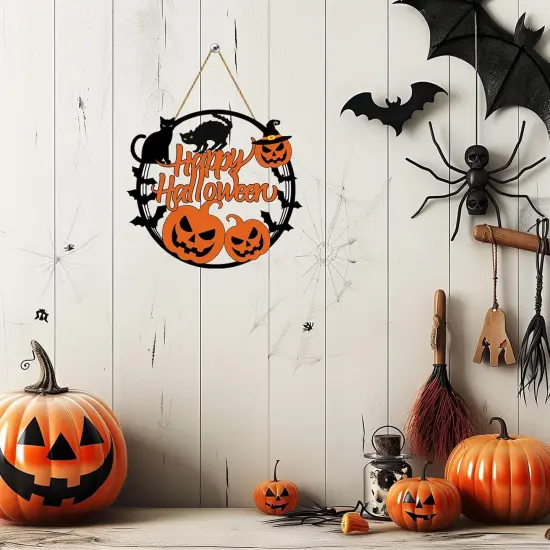 Halloween Wreath Decor - Scary Pumpkin {5}