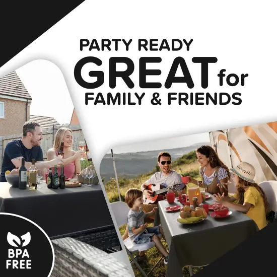 Exquisite Vinyl Tablecloth &ndash; 54" x 70" &ndash; Pack of 1 &ndash; Rectangular Plastic Table Cover with Flannel Backing &ndash; Reusable & Waterproof Tablecloth for Events and Parties Black {3}