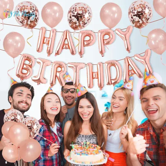 30pcs Pink Rose Gold Birthday Balloons - Balloons Kit {2}