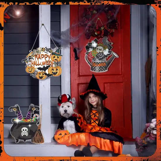 6 Pcs Halloween Diamond Painting Hanging Sign Set {5}