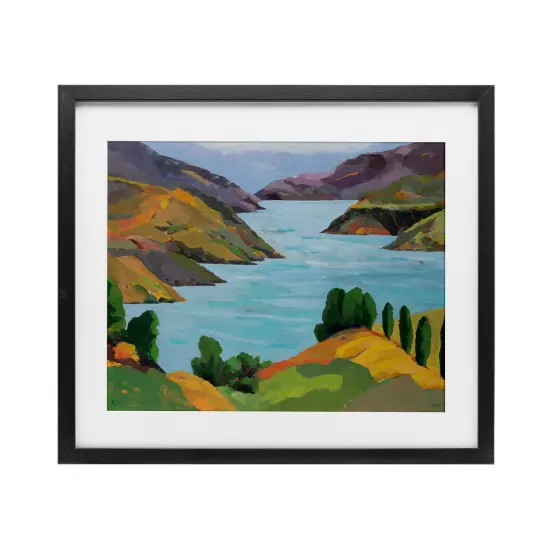 Stupell Industries Akaroa Sound Landscape Framed Print Under Glass, design by Jenny Wantuch {1}