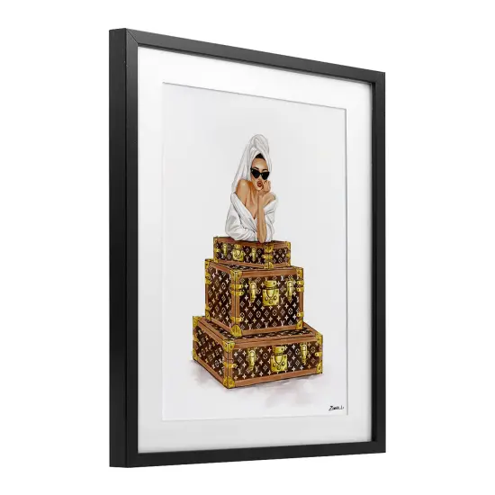 Stupell Industries Luxury Bathrobe Girl Framed Print Under Glass, design by Ziwei Li {3}