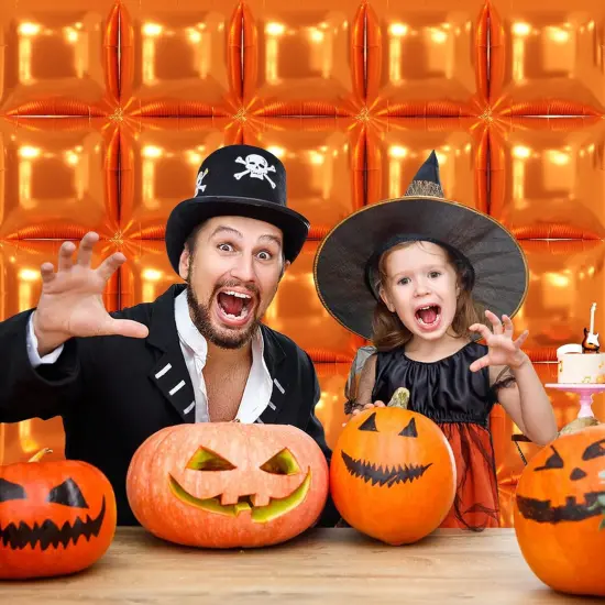 Orange Square Foil Balloons Wall Backdrop Double Sided(C01 - Orange) {6}