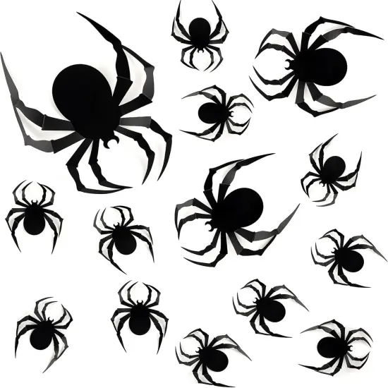 Scary Realistic Black Spider Sticker DIY Windows Wall Decal {1}