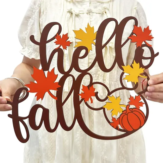 Hello Fall Wood Sign Decoration {1}