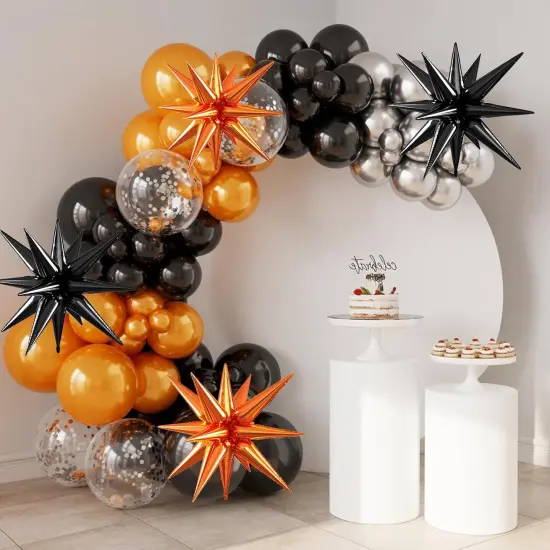 Star Shaped Balloons, Aluminum Foil Balloon(Orange Black) {4}