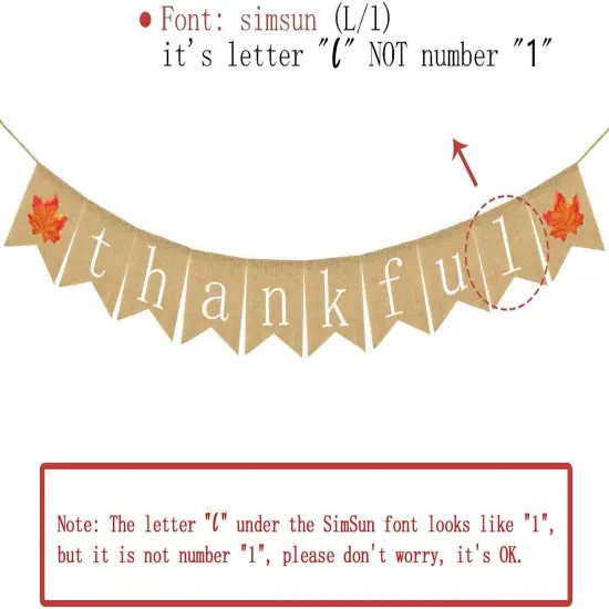 Thankful Burlap Banner (Brown, Red, White) {4}