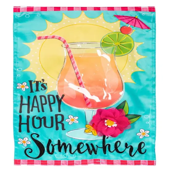 It's Happy Hour Somewhere Garden Flag 2 Sided {1}