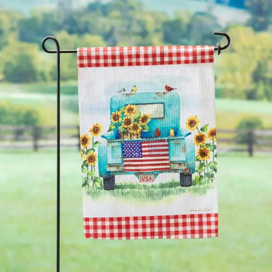 Sunflower Truck Garden Flag 2 Sided Patriotic {2}