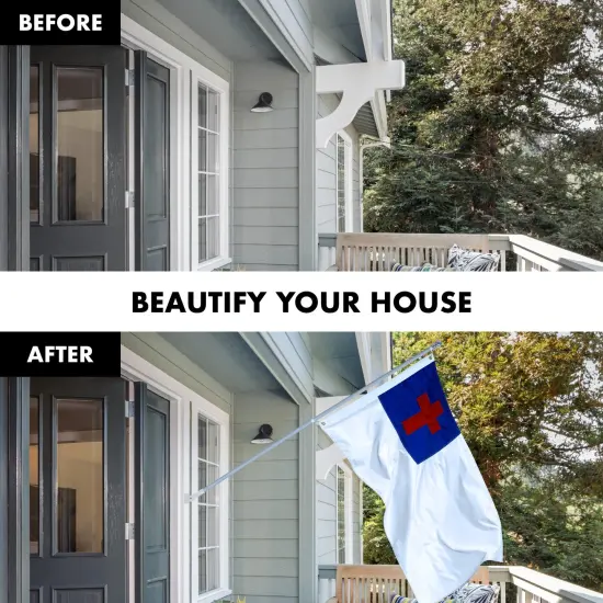 G128 - 6 Feet Tangle Free Spinning Flagpole (Silver) Christian Flag Brass Grommets Embroidered 3x5 ft (Flag Included) Aluminum Flag Pole {3}