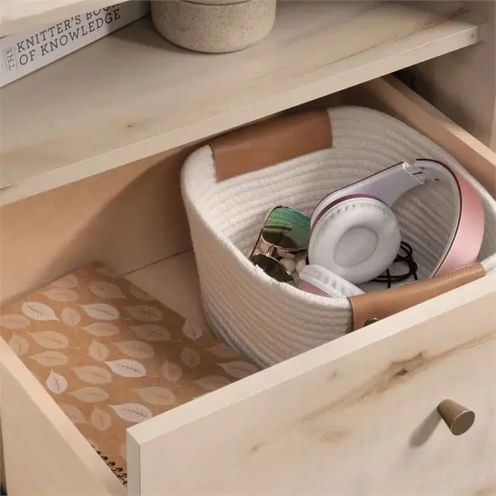 Light Maple Wood Farmhouse Style 1-Drawer Nightstand with Open Shelf {4}