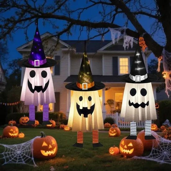 3PCS Halloween Hanging Light up Ghosts {1}
