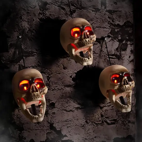 3 Pack Halloween Animatronics Skull Stakes with Sound Activated {1}