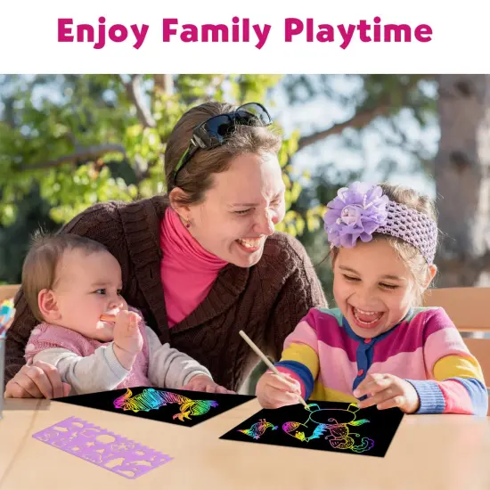 Scratch Art Crafts Boys Gifts, 50 Rainbow Scratch Paper Art Gifts for 3 4 5 6 7 8 9 10 Years Old Girls and Boys Kids, Arts and Crafts for Kids 4-6 Birthday Toys and Games Activities Gift (Blue) {2}