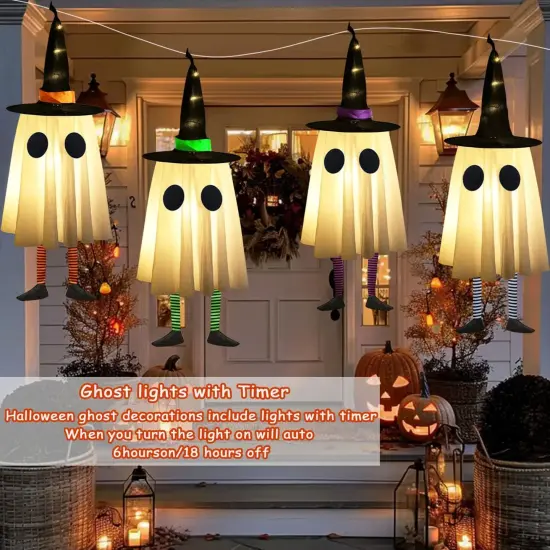 Set of 4 Halloween Hanging Ghosts {3}