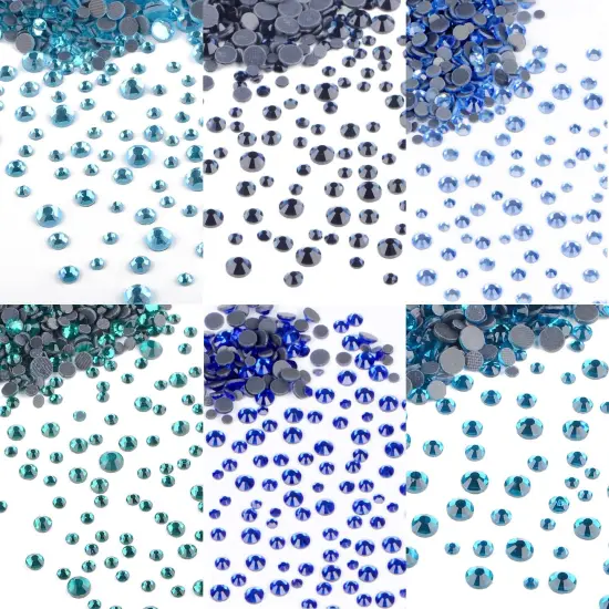 4500pcs+ Flatback Glass Hotfix Iron On Rhinestones Crystal for DIY Making with 1 Tweezer & 1 Picking Pen for Shoe, Cloth, Face Art, Bag, Manicure(3-Sizes, 6-colors, Blue Color Series) {4}