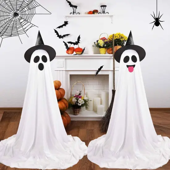 2 Packs Ghost Decor with Witch Hat Remote Control String Lights {5}