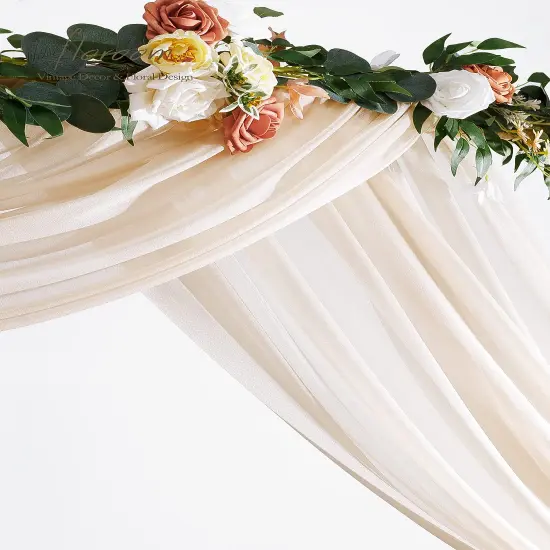 Wedding Arch Draping Fabric 2 Panels 20Ft Nude Chiffon Fabric Drapes Arbor Drapery Wedding Ceremony Reception Swag Decorations {4}