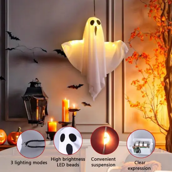 4 Packs Halloween Ghost Decorations with Light - White {2}