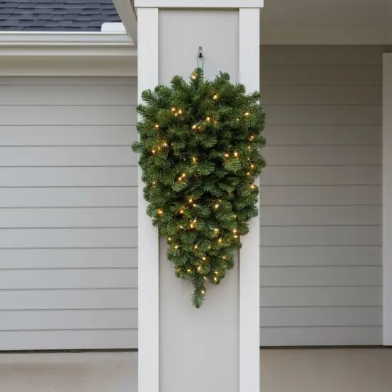 Northlight Pre-Lit Pine Artificial Christmas Column Swag - 36" - Warm White LED Lights Green {4}
