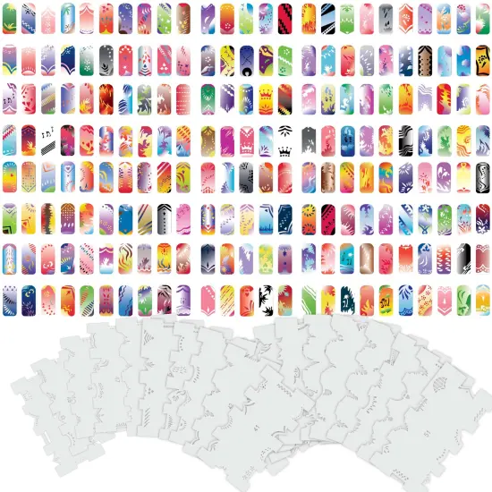 Airbrush Nail Stencils - Nail Art Stencils Set #3: 240 Unique Designs from 20 Individual Templates {1}
