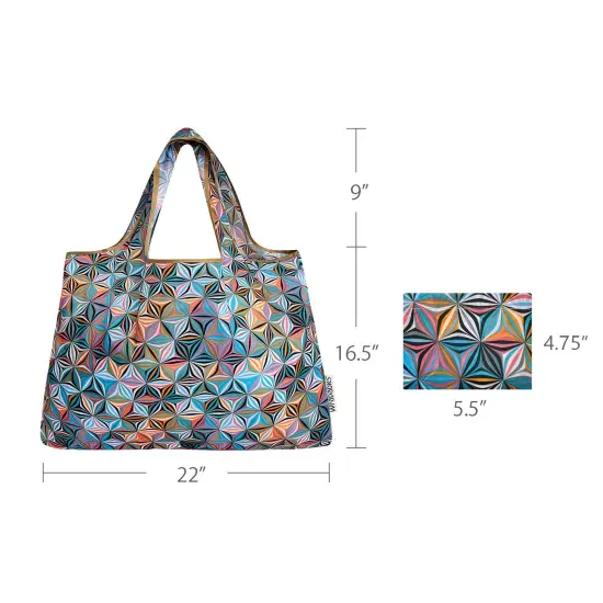 Wrapables Large Foldable Tote Nylon Reusable Grocery Bags, Star Pattern {2}