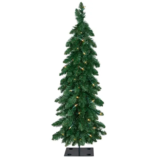 Northlight Pre-Lit Pencil Alpine Artificial Christmas Tree - 3' - Clear Lights Green {3}