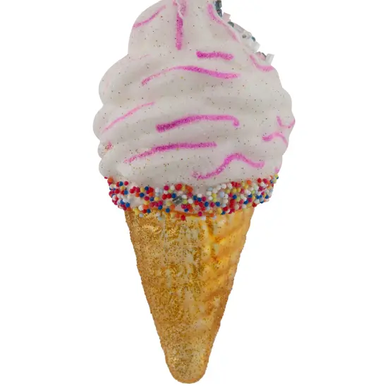 Northlight 4" Vanilla Ice Cream Cone Glass Christmas Ornament Gold {6}