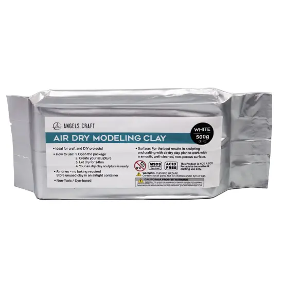 Angels Craft Air Dry Modeling Clay - White Color 500g (1 lb.) {2}