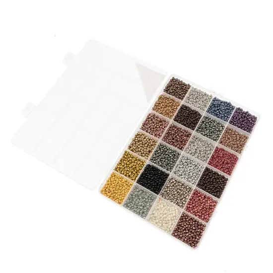 John Bead 12500pcs Assorted 24 Colors Glass Seed Beads 8/0 Jewelry Making Bead Box DarkMetallicPalette {3}